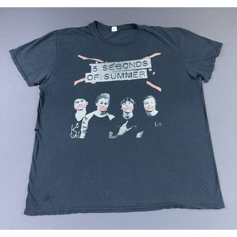 5 Seconds Of Summer Band Tee Pop Music Tour Concert Album Thrashed Black 2XL